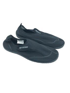 Fantiny Water Shoes Slip On Hook & Loop Fabric Stretch Black 41 US Mens 8 Wom 10